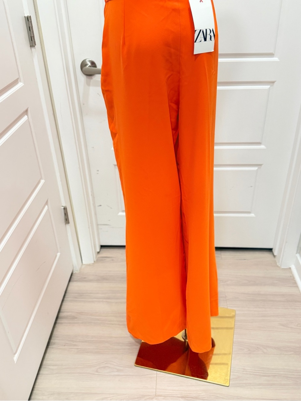 Zara Wide-Leg High-Rise Pants in Vibrant Orange - Picture 3 of 7